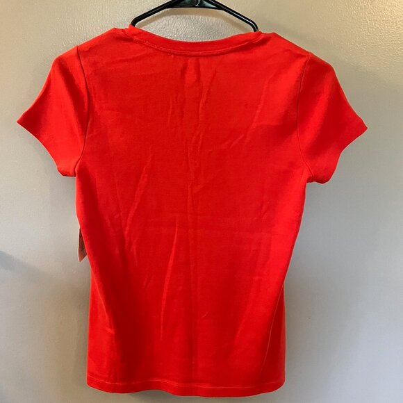 NWT St Johns Bay V-Neck Tee Shirt Short Sleeve Orange Size XS - Picture 6 of 6